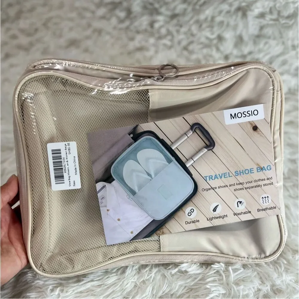 Mossio Shoe Bag Travel Daily Use Storage Pouch Organizer Beige Unisex Luggage
